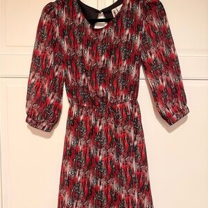 Elegant Red and Black Women's Dress with Belt